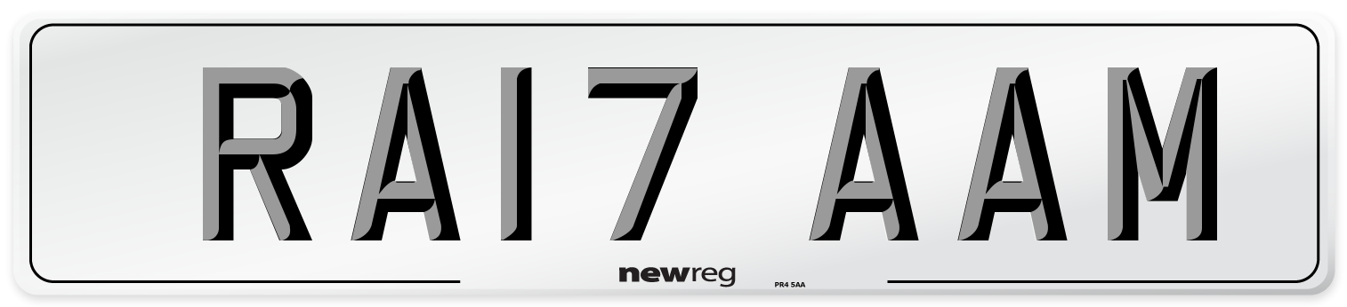 RA17 AAM Number Plate from New Reg